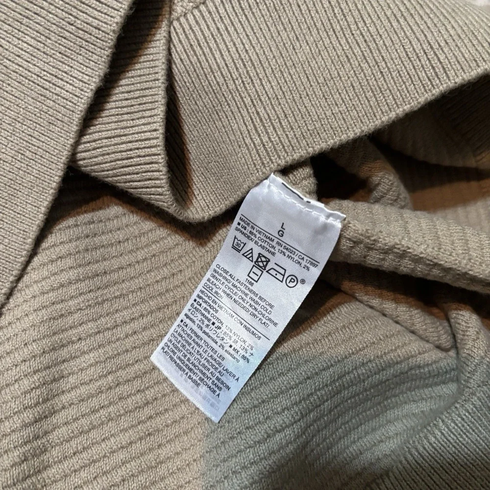 Banana Republic Shirt Mens Large Khaki Cotton Weave Knit Sweater Polo